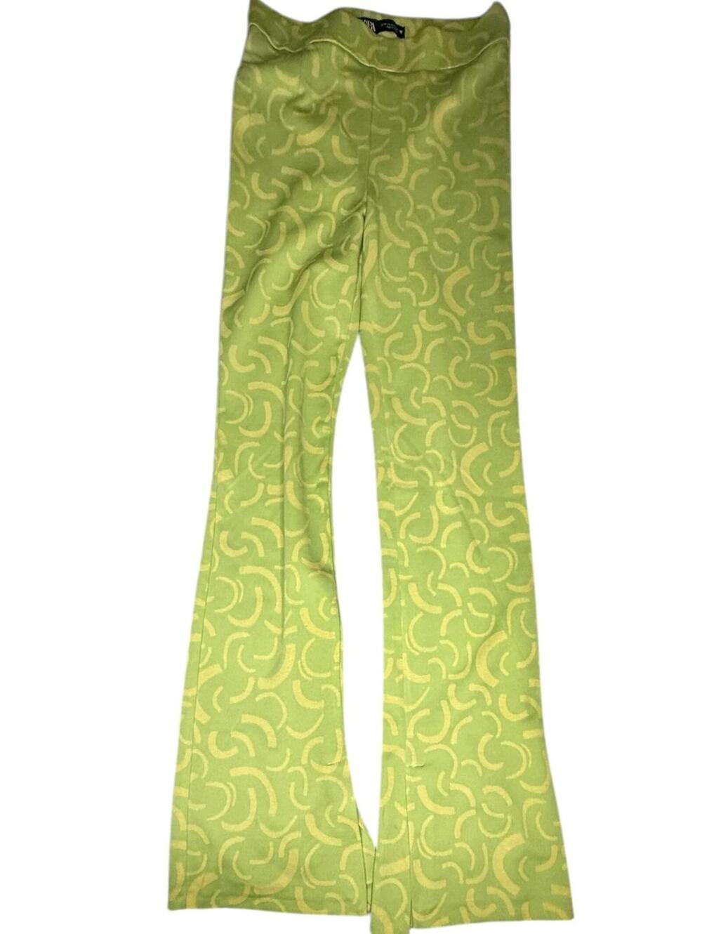 Green Zara Abstract Pattern Pants Size M